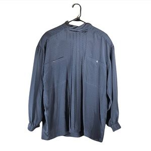 Vintage Escada Silk Blouse Long Sleeve Pleated Polka Dot Scarf Collar